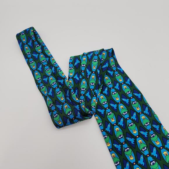 Looney Tunes Marvin The Martian Novelty Neck Tie Blue Green Cartoon Vtg 1990s - Picture 4 of 7